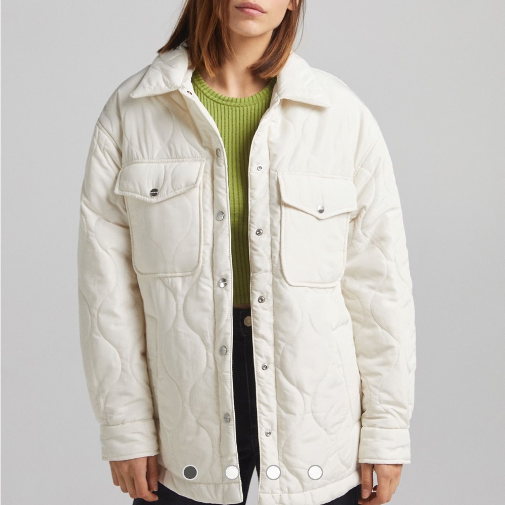 bershka white jacket quilted preloved size medium see description oversized